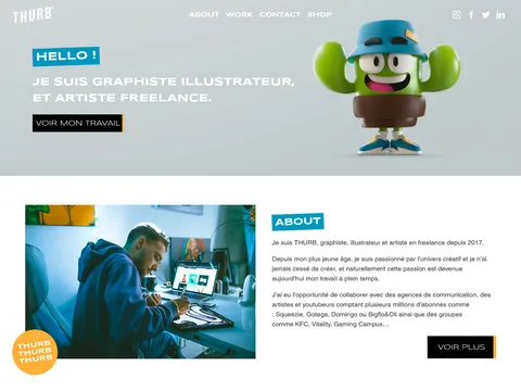 Page d'accueil du portfolio de Thurb, visible sur thurbwork.com
